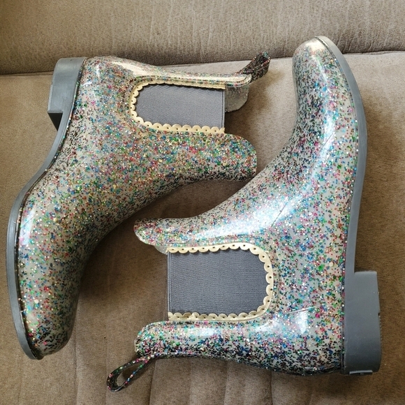 Jack Rogers - Women’s Sallie Rain Boot In Glitter And Gold Size 9 - Picture 2 of 10